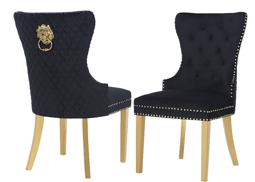 Galaxy Home Simba Gold Legs Dining Chair (Set of 2) in Black image