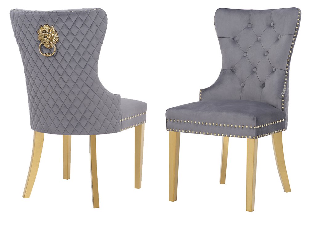 Galaxy Home Simba Gold Legs Dining Chair (Set of 2) in Grey image