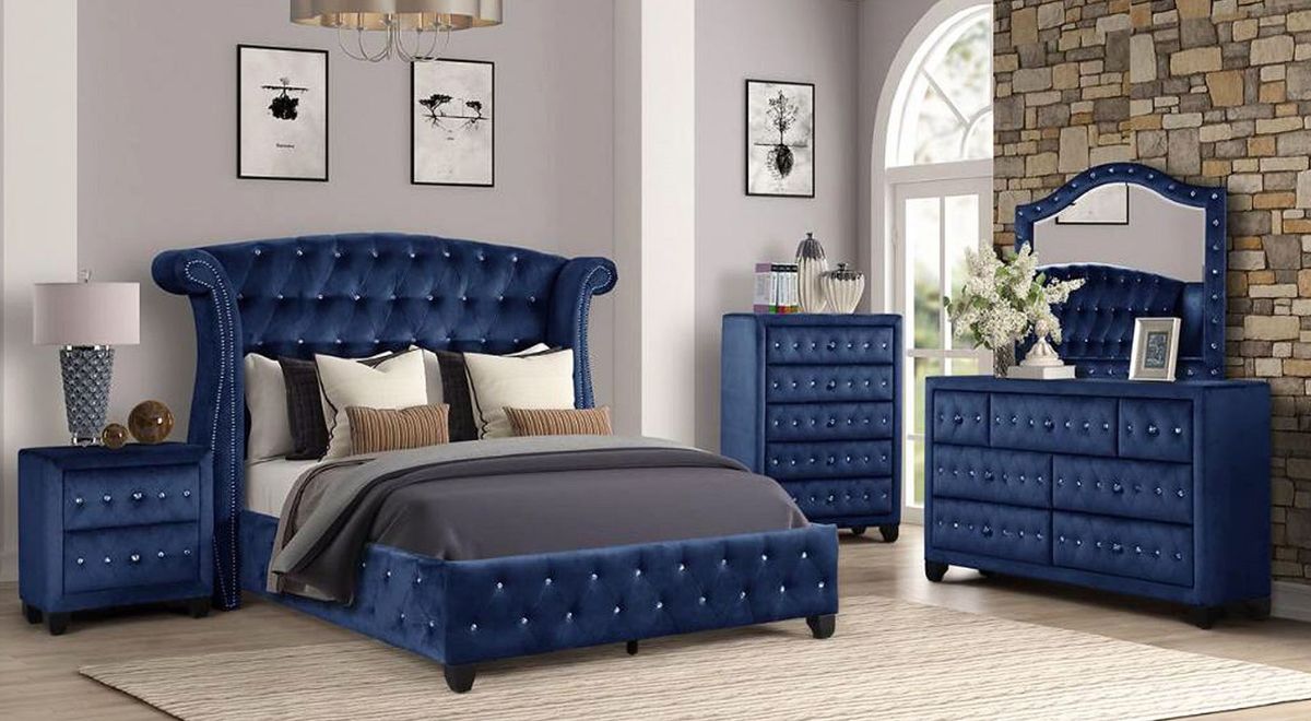 Galaxy Home Sophia King Bed in Blue