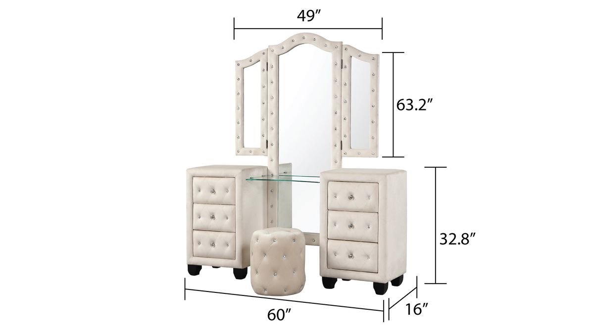 Galaxy Home Sophia Vanity in Cream