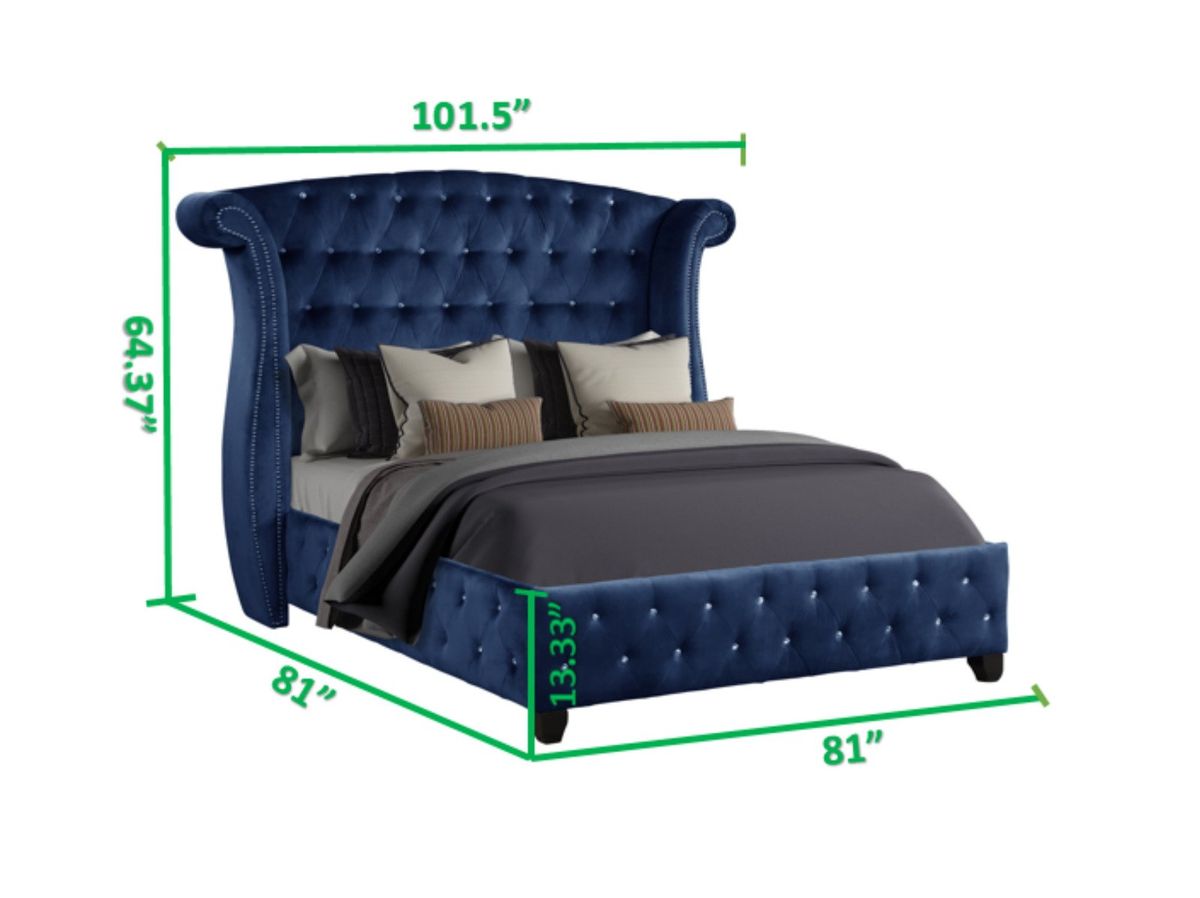 Galaxy Home Sophia King Bed in Blue