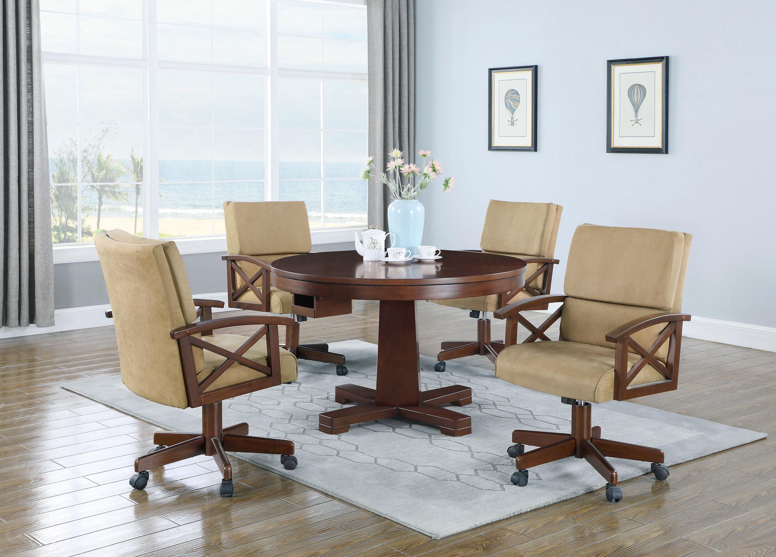 Marietta 5-piece Game Table Set Tobacco and Tan image