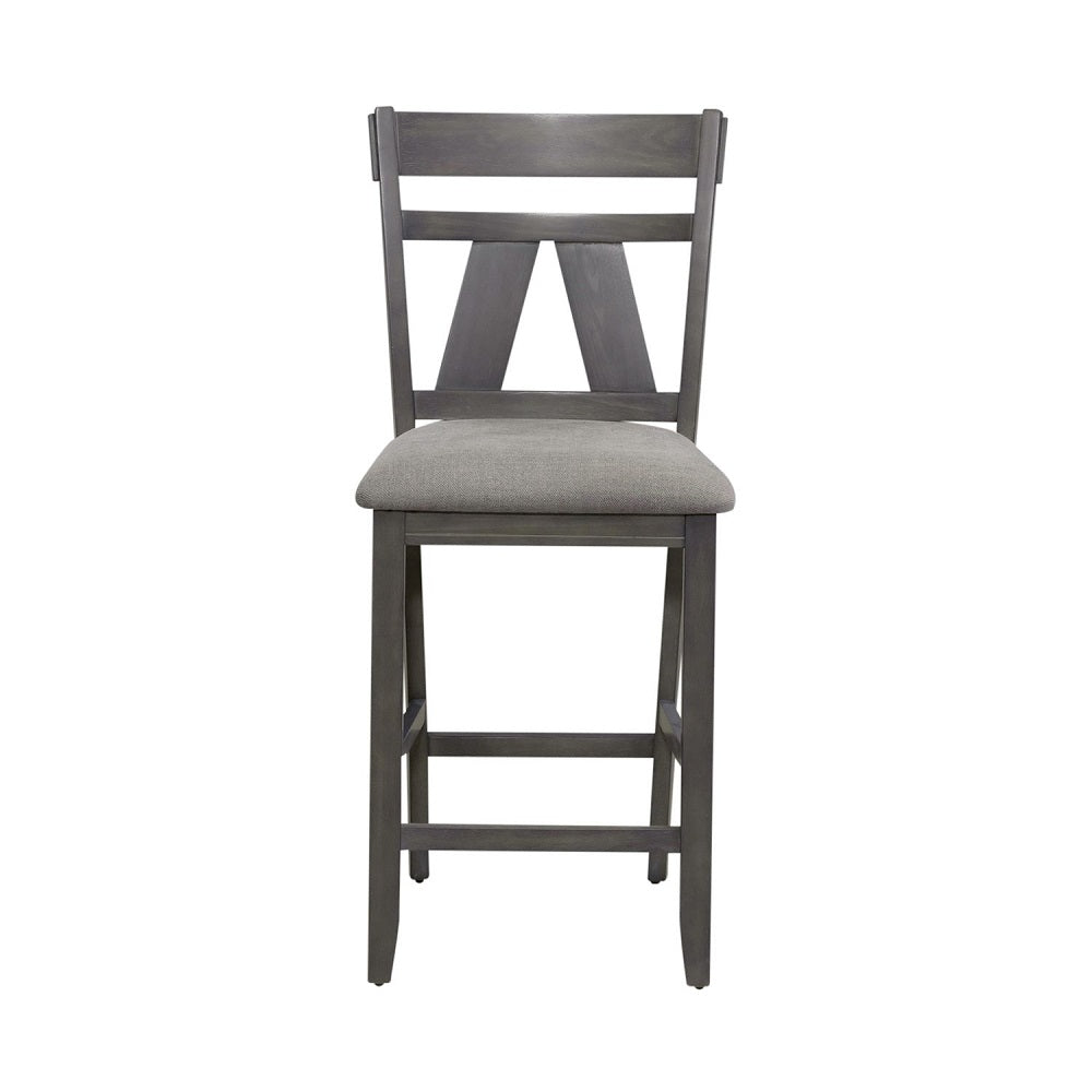 Liberty Furniture Lawson Splat Back Counter Chair (Set of 2) in Weathered Gray