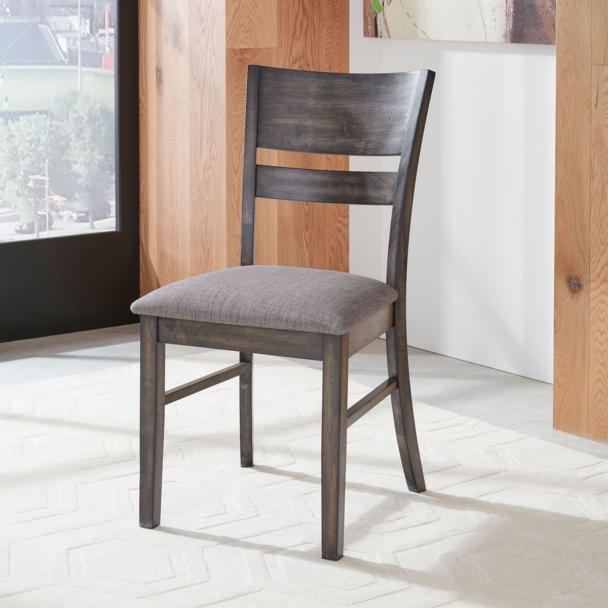Liberty Furniture Anglewood Slat Back Upholstered Side Chair in Dark Umber Brown (Set of 2)