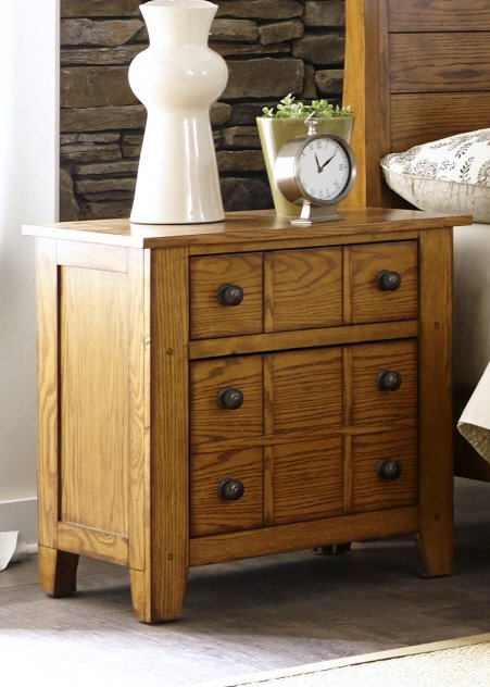Liberty Furniture Grandpa's Cabin Nightstand in Age Oak