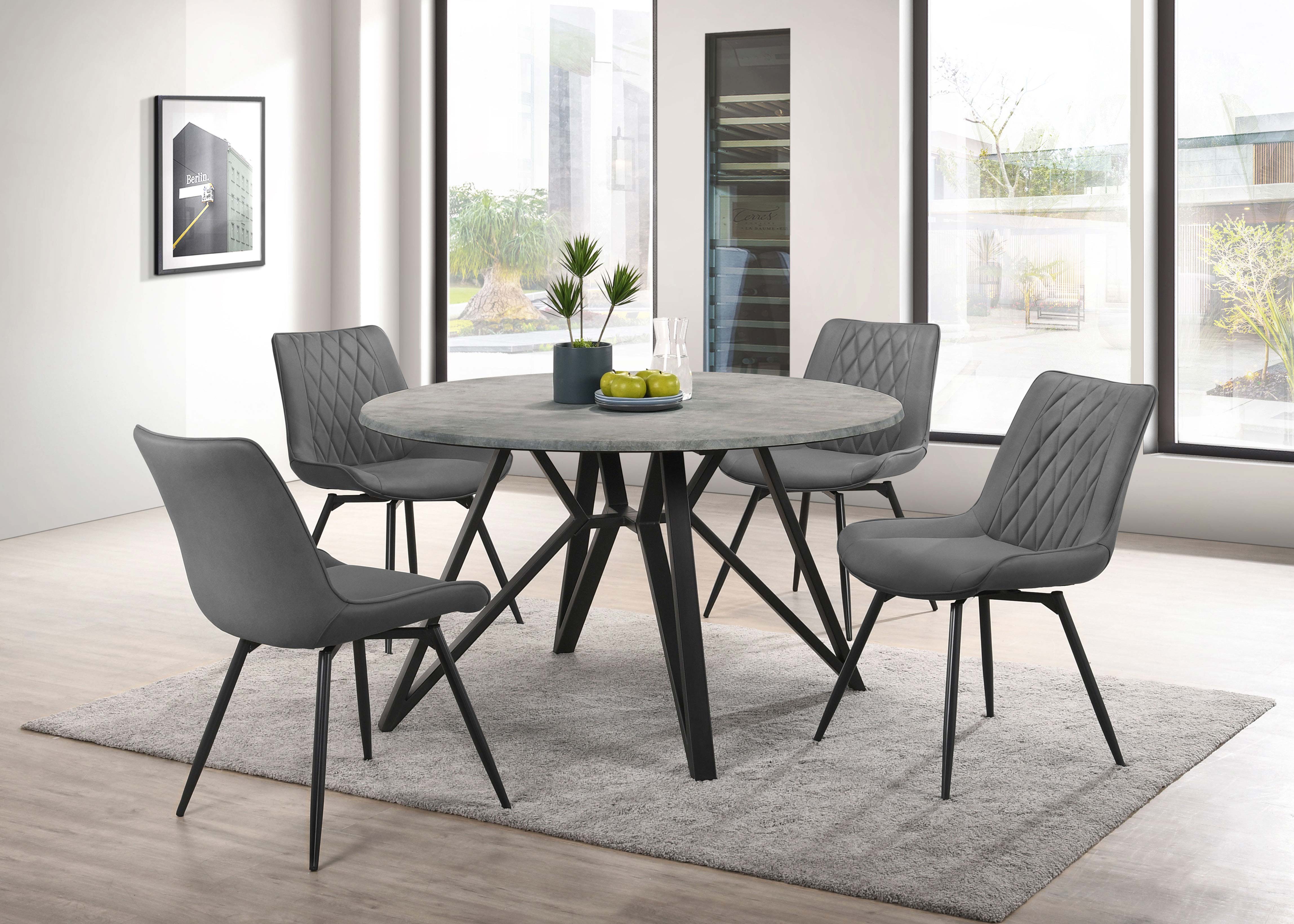 Neil 5-piece Round Dining Set Concrete and Grey image