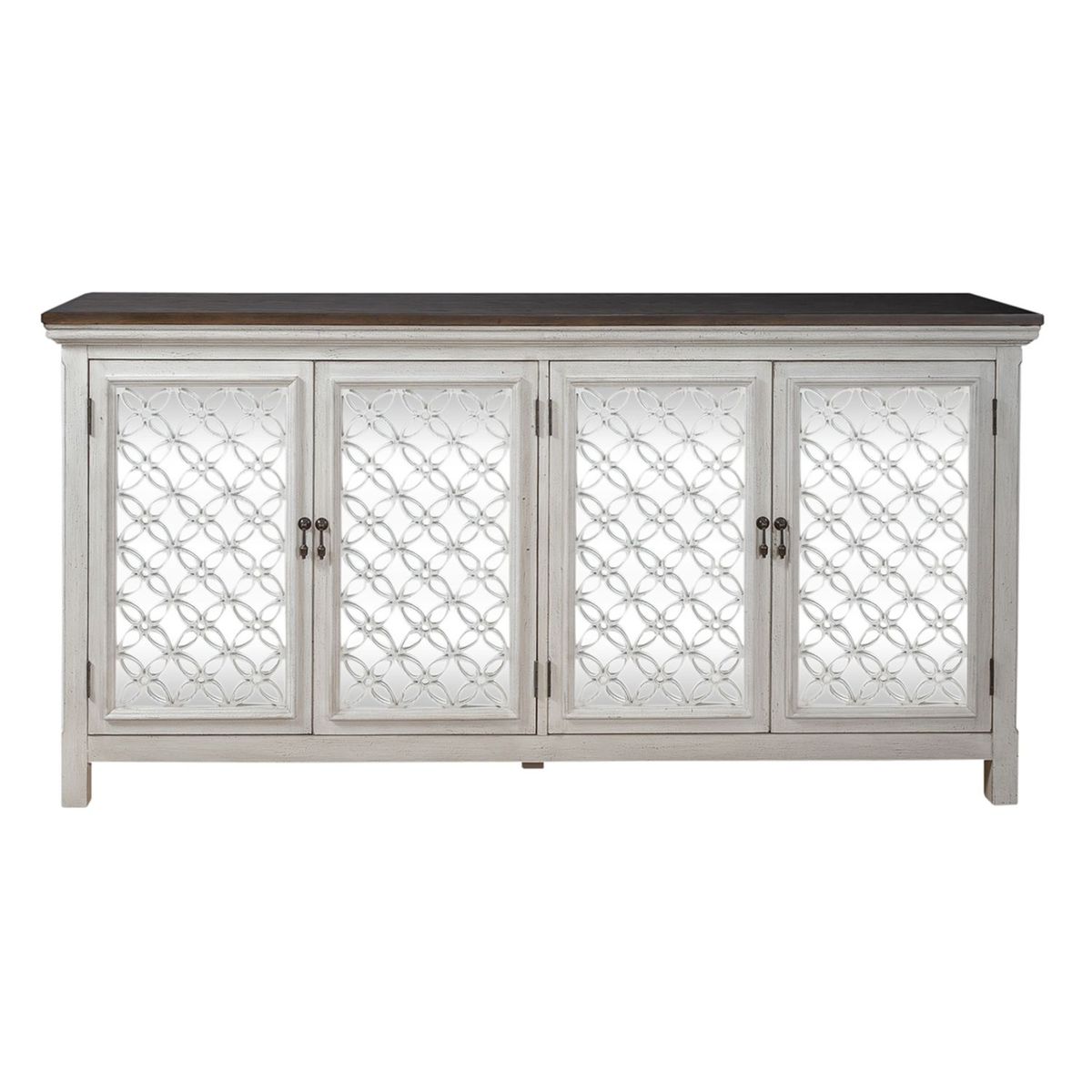 Liberty Furniture Westridge 4 Door Accent Cabinet in Wire Brushed Gray and White image