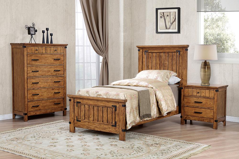 Brenner 4-Piece Panel Bedroom Set Rustic Honey Twin image