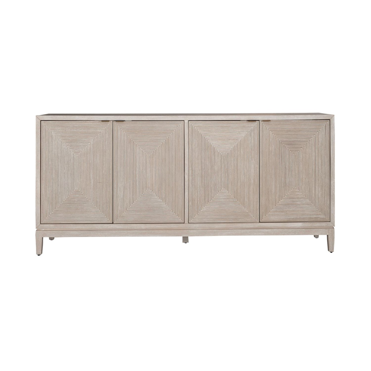 Liberty Furniture Kinsley 4 Door Accent Cabinet in Washed Taupe & Silver Champagne EST SHIP TIME APPX 4 WEEKS