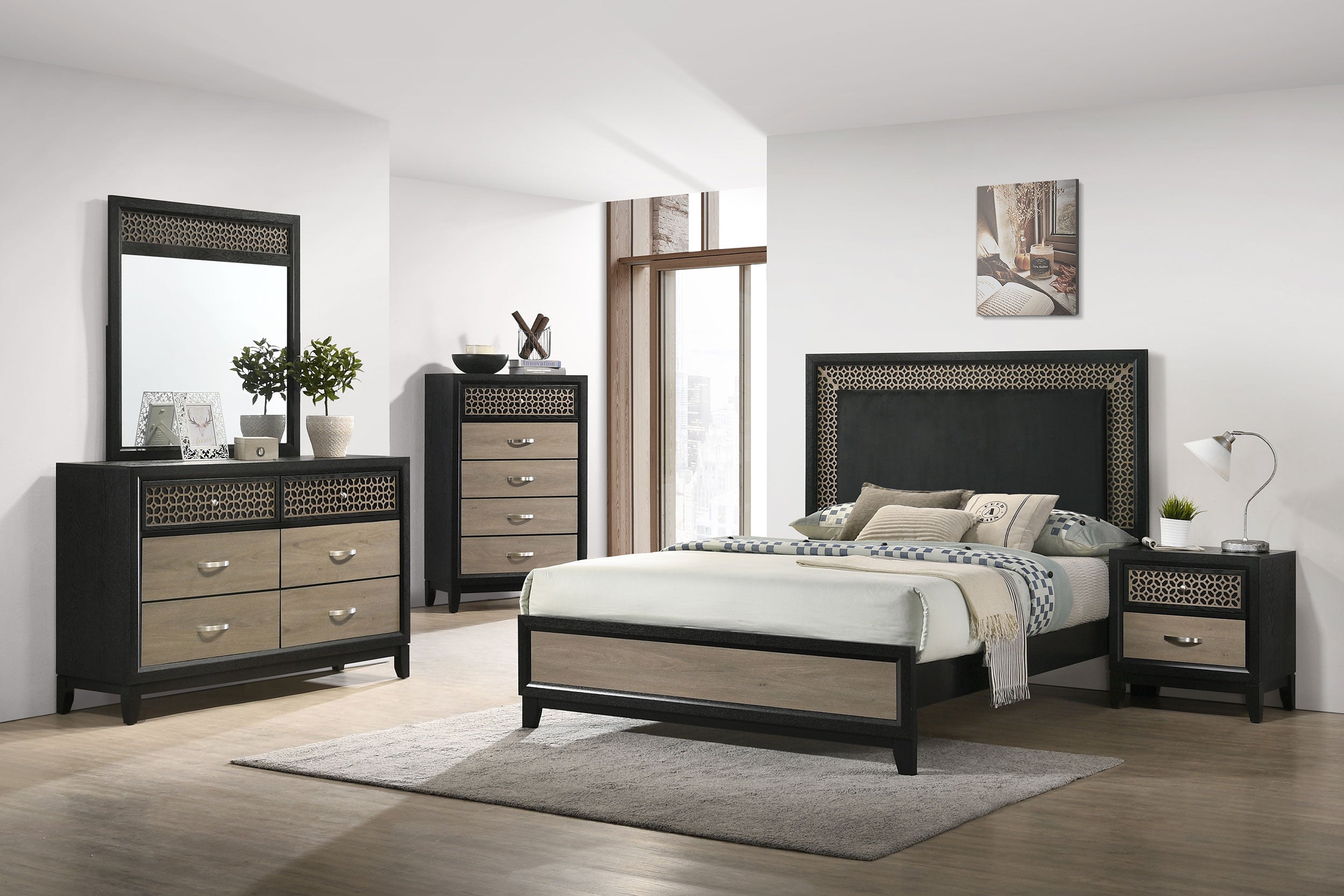 Valencia Bedroom Set Light Brown and Black