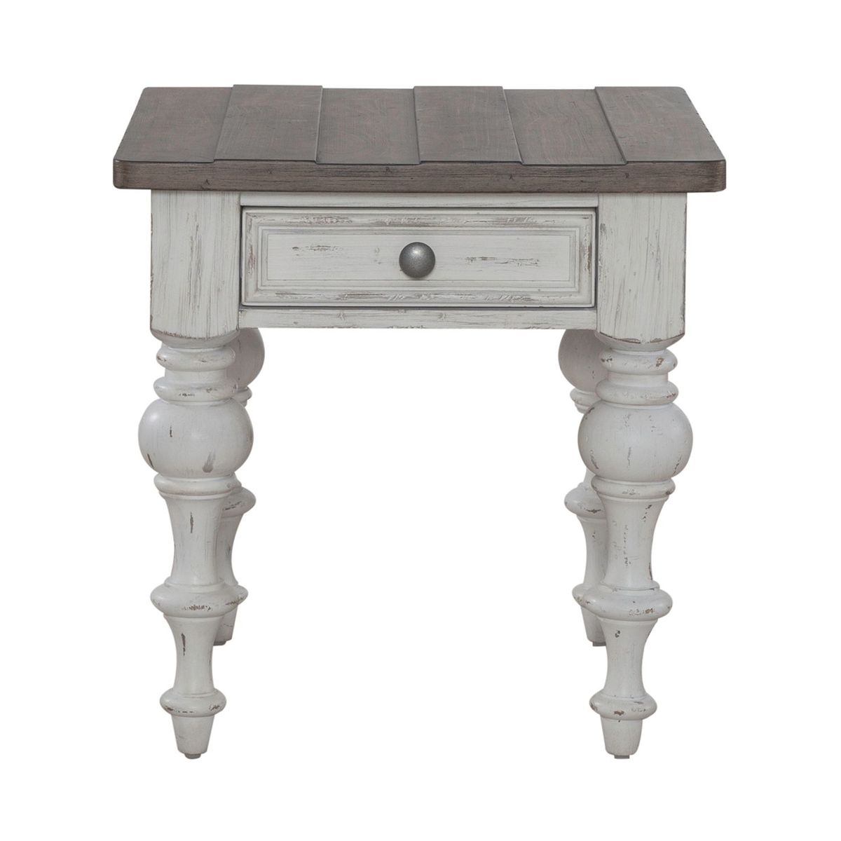 Liberty Furniture River Place End Table in Riverstone White & Tobacco