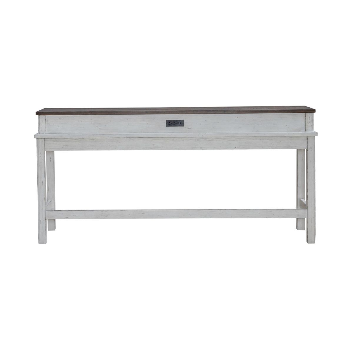Liberty Furniture River Place Console Bar Table in Riverstone White & Tobacco