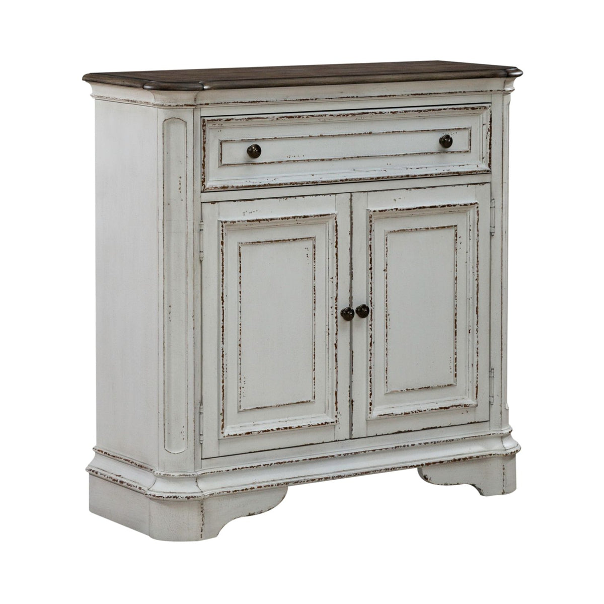 Liberty Furniture Magnolia Manor Accent Cabinet in Antique White & Weathered Bark EST SHIP TIME APPX 4 WEEKS image