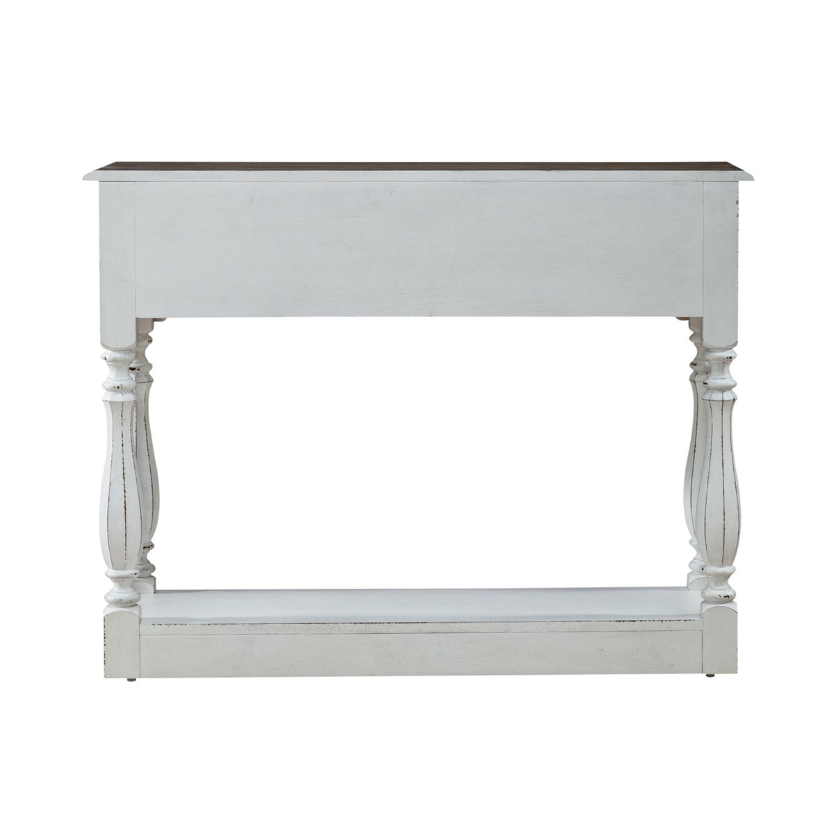Liberty Furniture Magnolia Manor Hall Console in Antique White & Weathered Bark EST SHIP TIME APPX 4 WEEKS