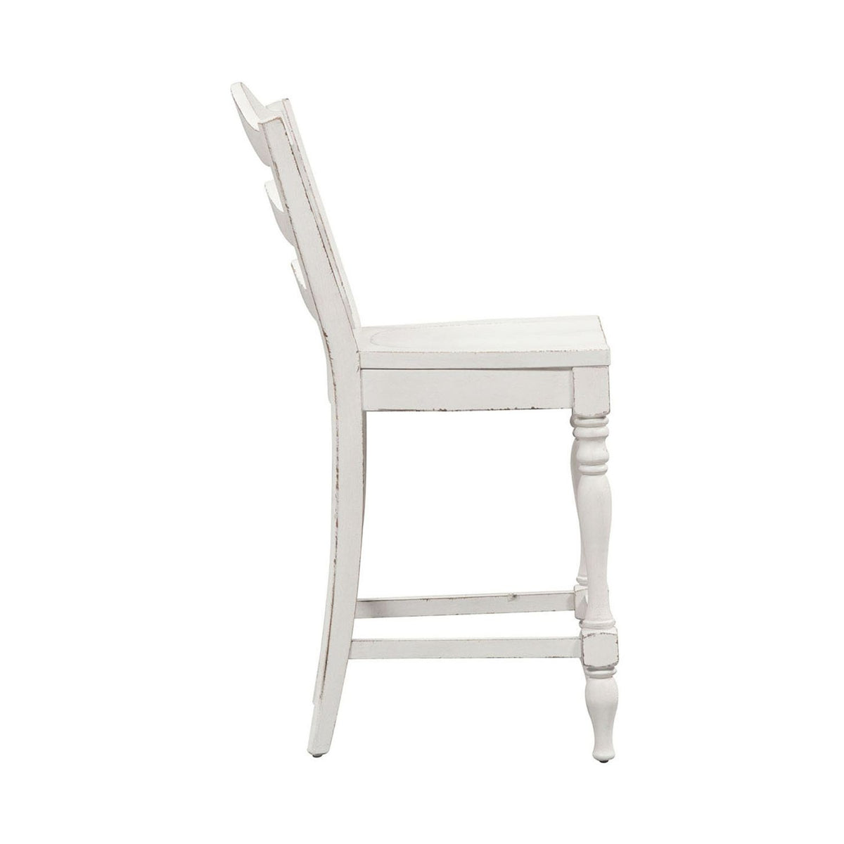 Liberty Furniture Magnolia Manor Ladder Back Counter Chair (Set of 2) in Antique White & Weathered Bark