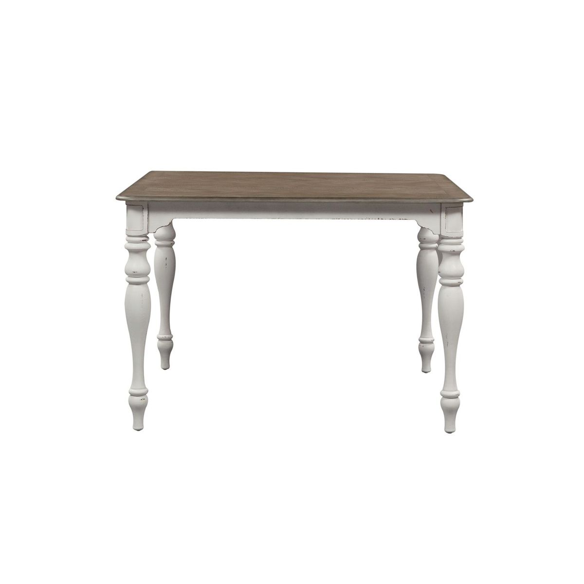 Liberty Furniture Magnolia Manor Gathering Table in Antique White Base w/ Weathered Bark Tops