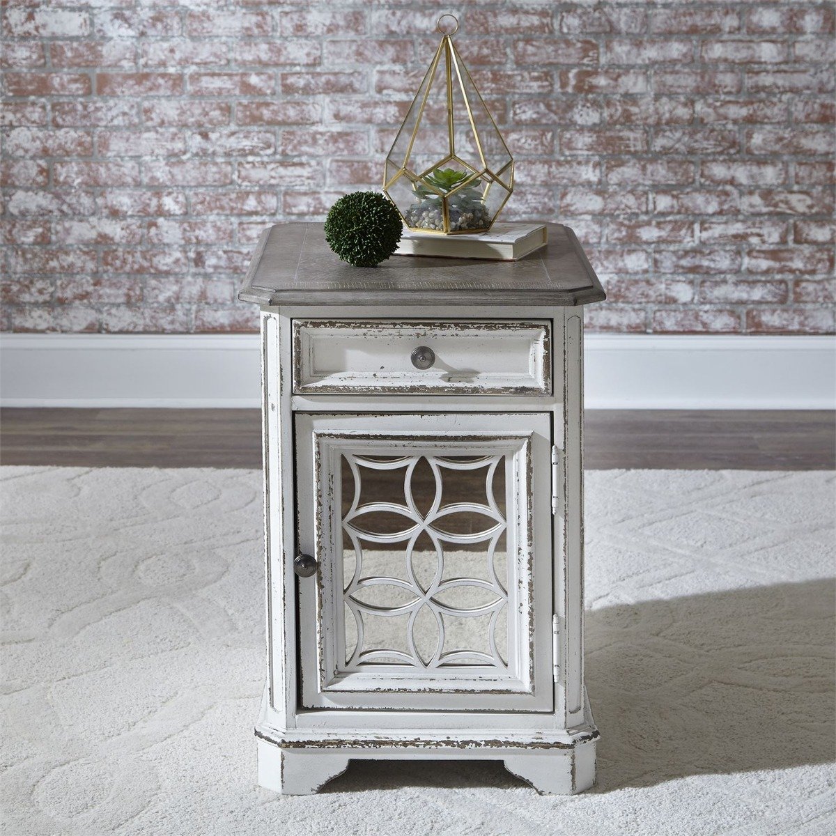 Liberty Magnolia Manor Chair Side Table in Antique White