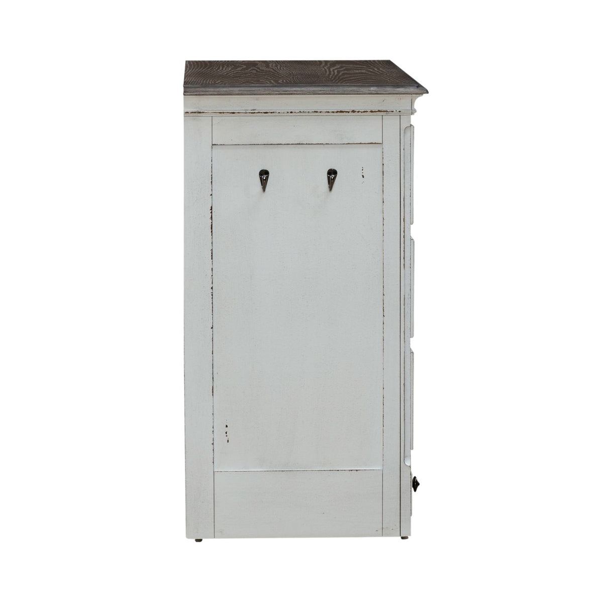 Liberty Furniture Magnolia Manor Pet Feeder Cabinet in Antique White & Weathered Bark EST SHIP TIME APPX 4 WEEKS