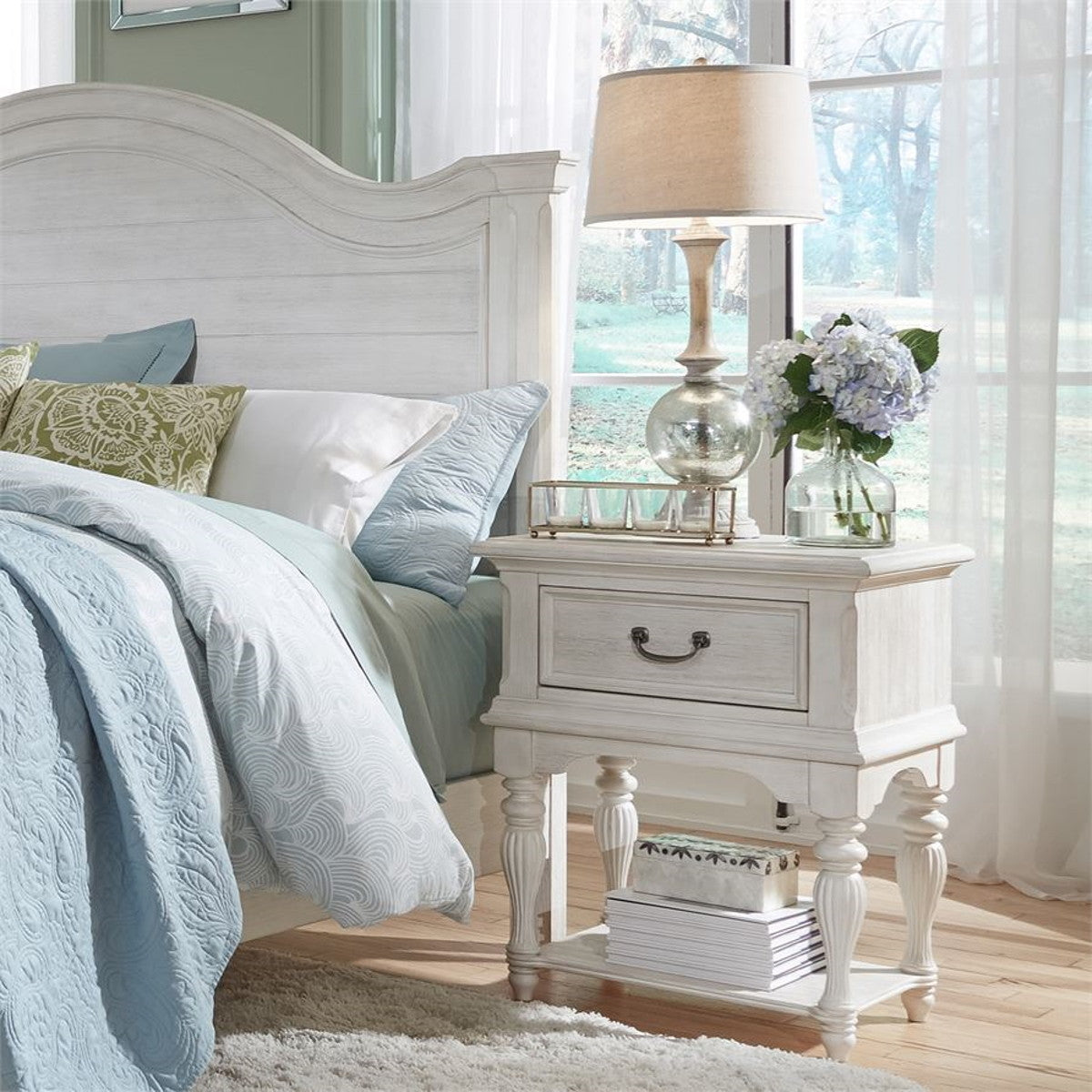 Liberty Funiture Bayside Leg Nightstand in Antique White