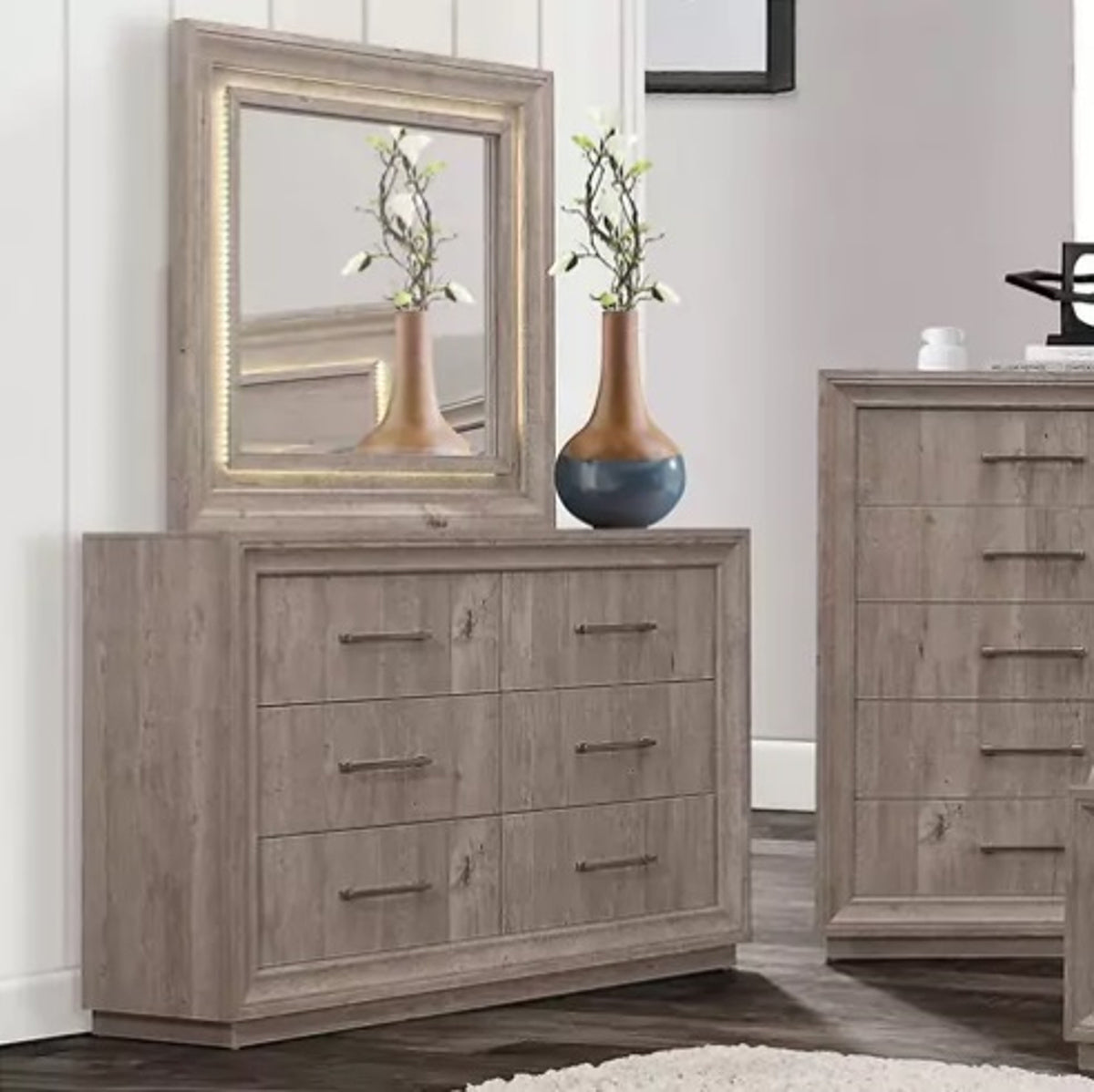 Liberty Furniture Horizons Lighted Mirror in Graystone