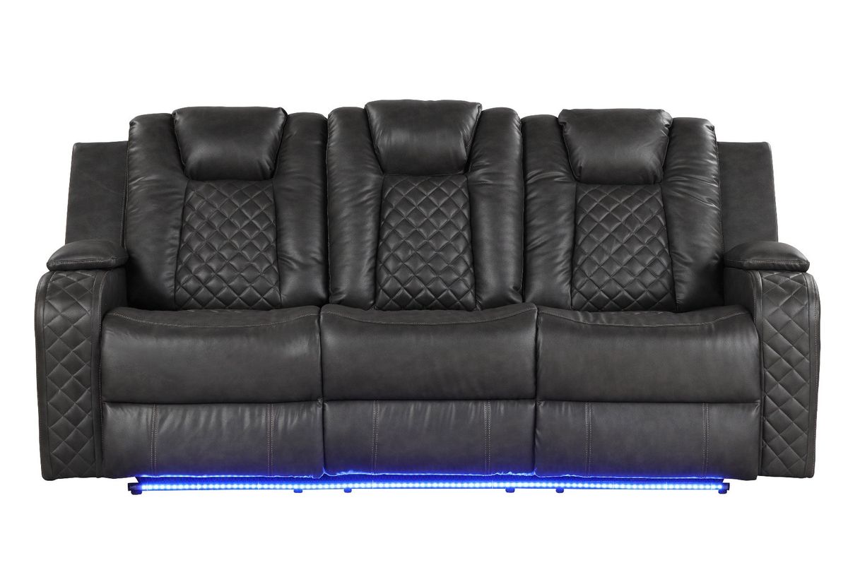 Galaxy Home Benz LED & Power Reclining Sofa in Gray image