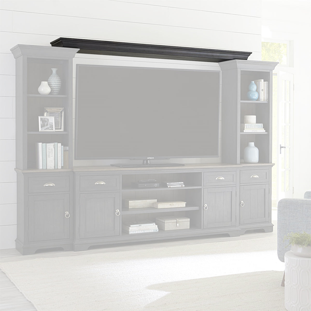 Liberty Furniture Ocean Isle Entertainment Center with Piers in Slate with Weathered Pine