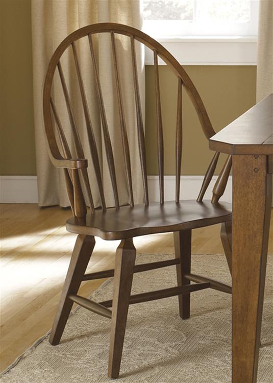 Liberty Furniture Hearthstone Windsor Back Arm Chair in Rustic Oak (Set of 2)