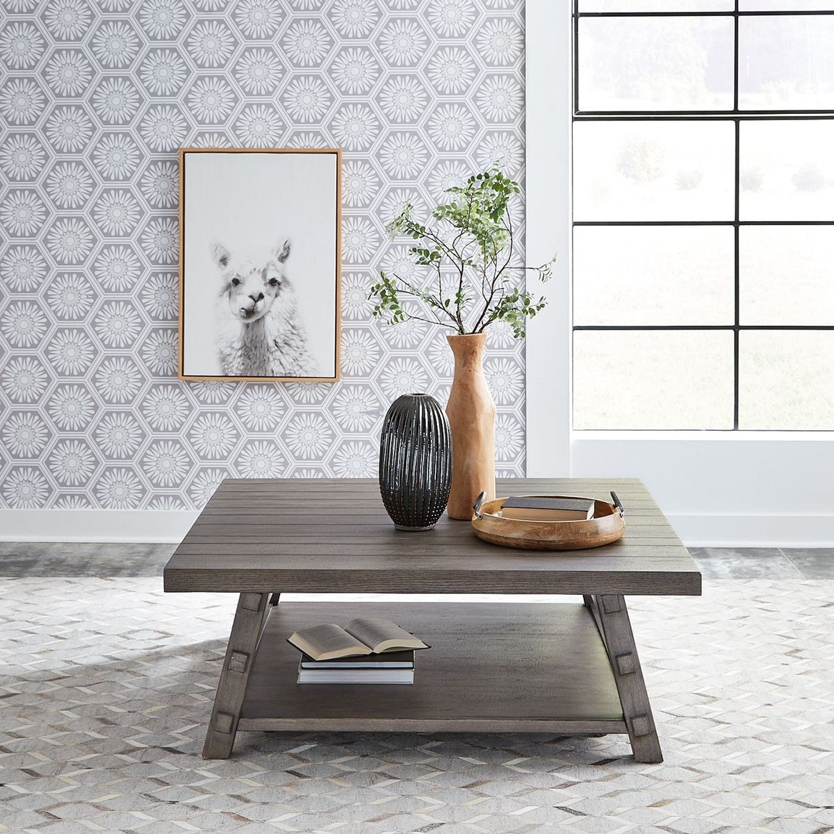 Liberty Furniture Modern Farmhouse Cocktail Table in Brown