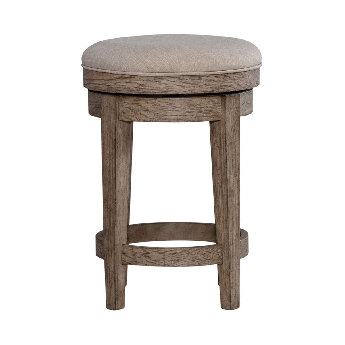 Liberty Furniture City Scape Upholstered Swivel Console Stool in White Oak Veneers