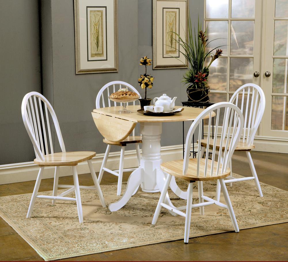 Allison 5-piece Drop Leaf Dining Set Natural Brown and White image