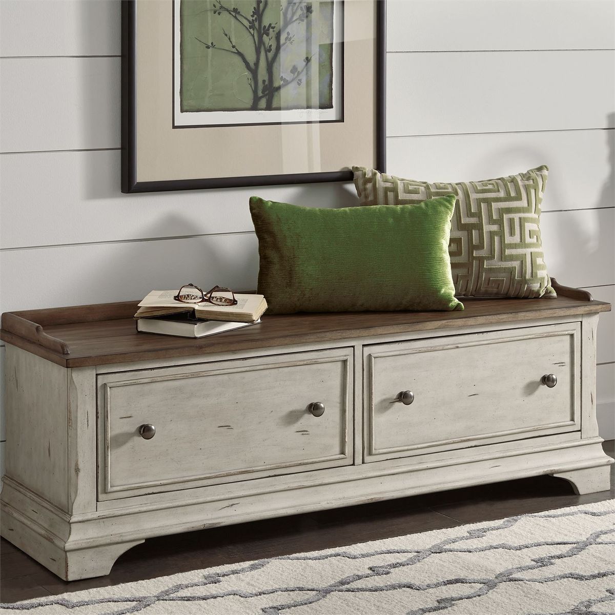 Liberty Morgan Creek Storage Hall Bench in Antique White