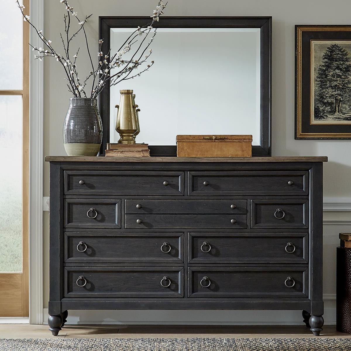 Liberty Furniture Americana Farmhouse 9 Drawer Dresser in Black