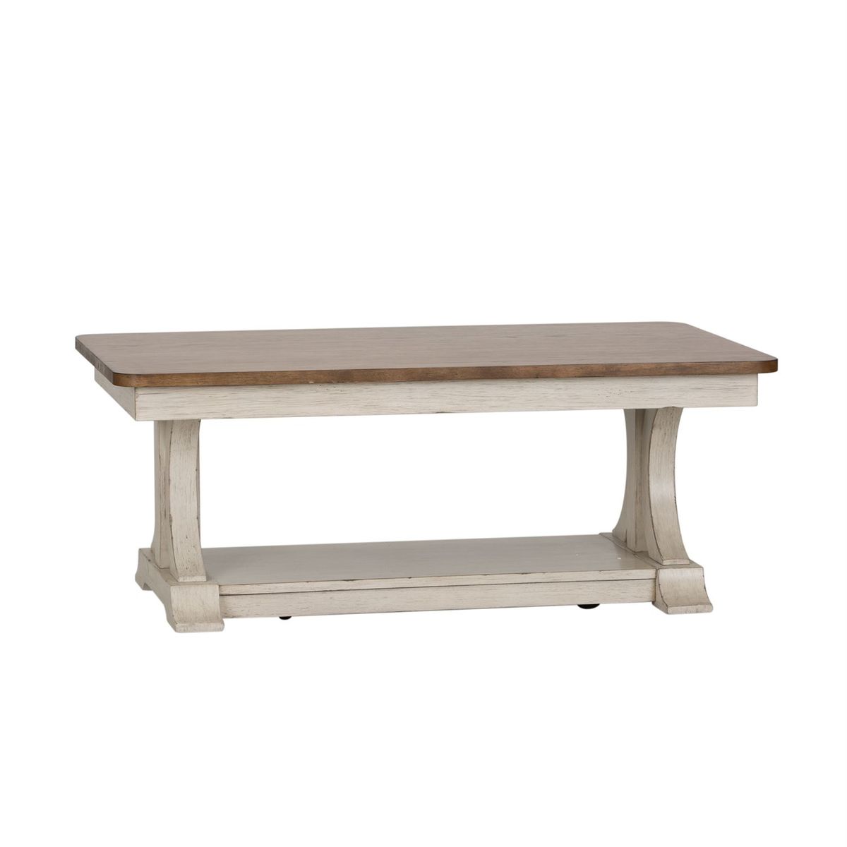Liberty Farmhouse Reimagined Rectangular Cocktail Table in Antique White