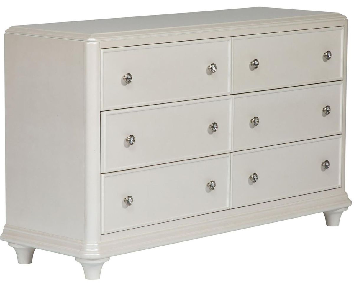 Liberty Furniture Stardust 6 Drawer Dresser in Iridescent White