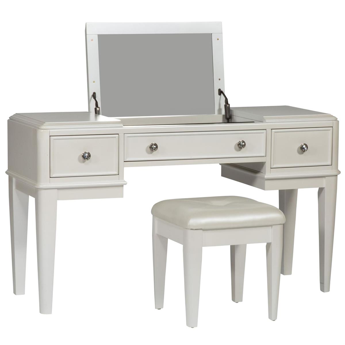 Liberty Furniture Stardust Vanity Desk in Iridescent White