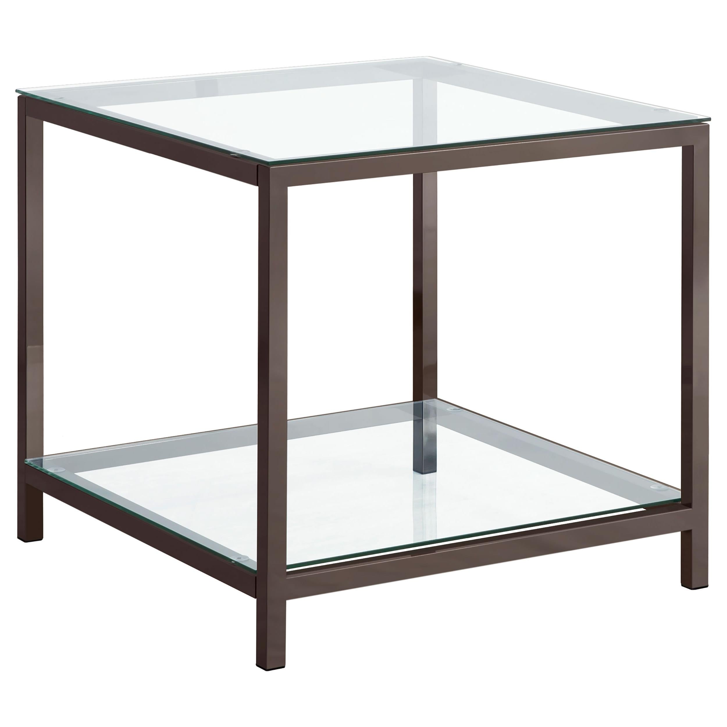 Trini End Table with Glass Shelf Black Nickel image