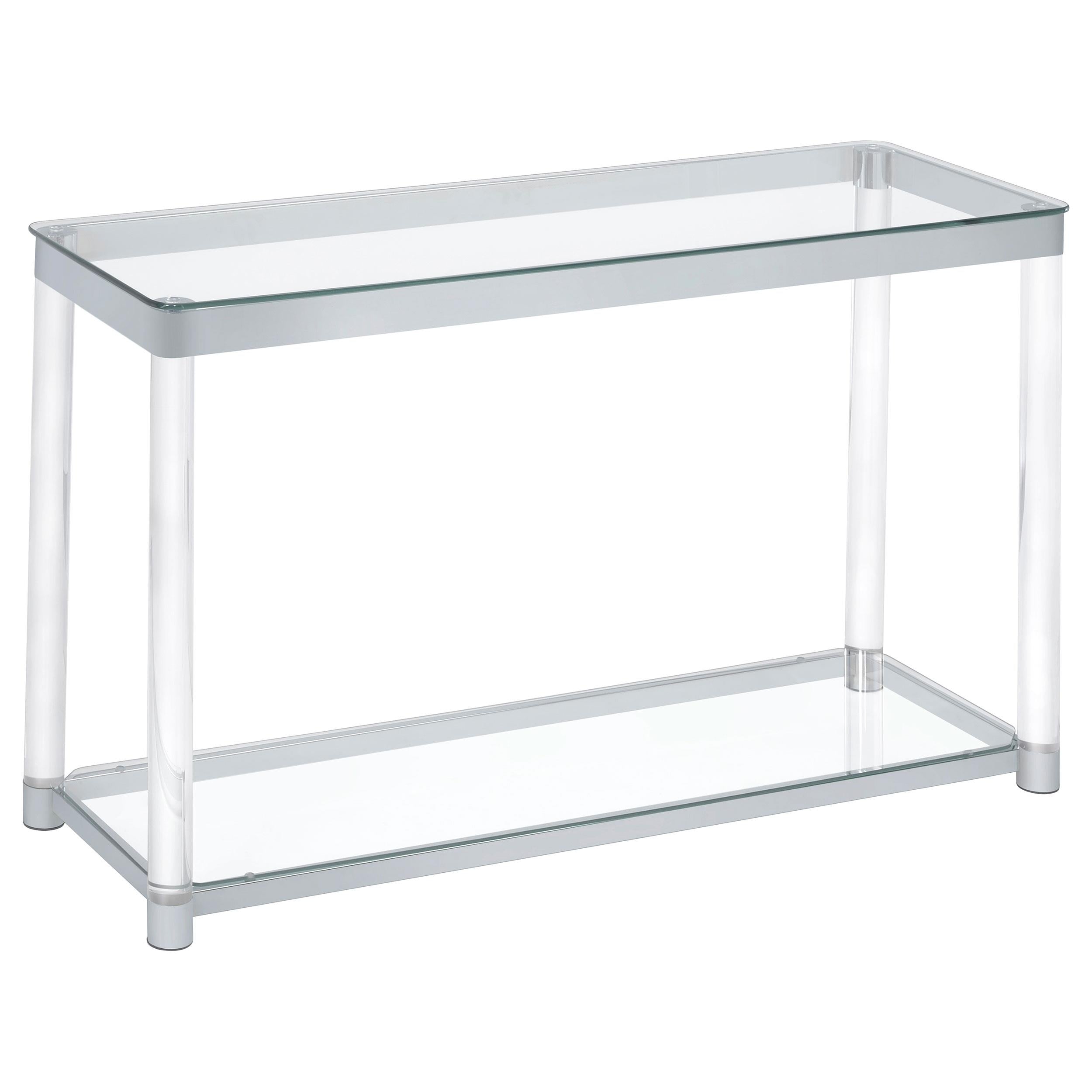 Anne Sofa Table with Lower Shelf Chrome and Clear image