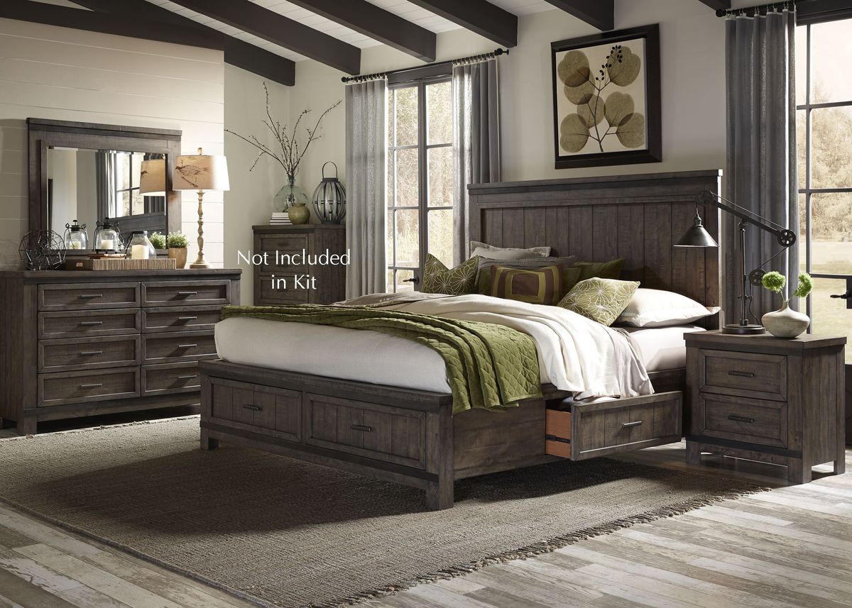 Liberty Thornwood Hills King Two Sided Storage Bed in Rock Beaten Gray 759-BR-K2S