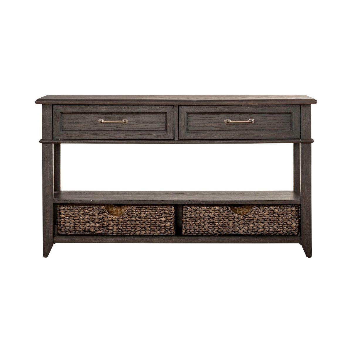 Liberty Furniture Mill Creek 2 Drawer Sofa Table in Peppercorn