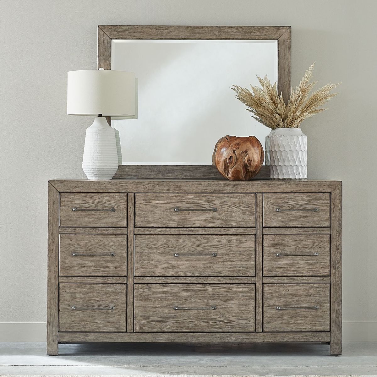 Liberty Furniture Skyview Lodge 9 Drawer Dresser in Cobblestone