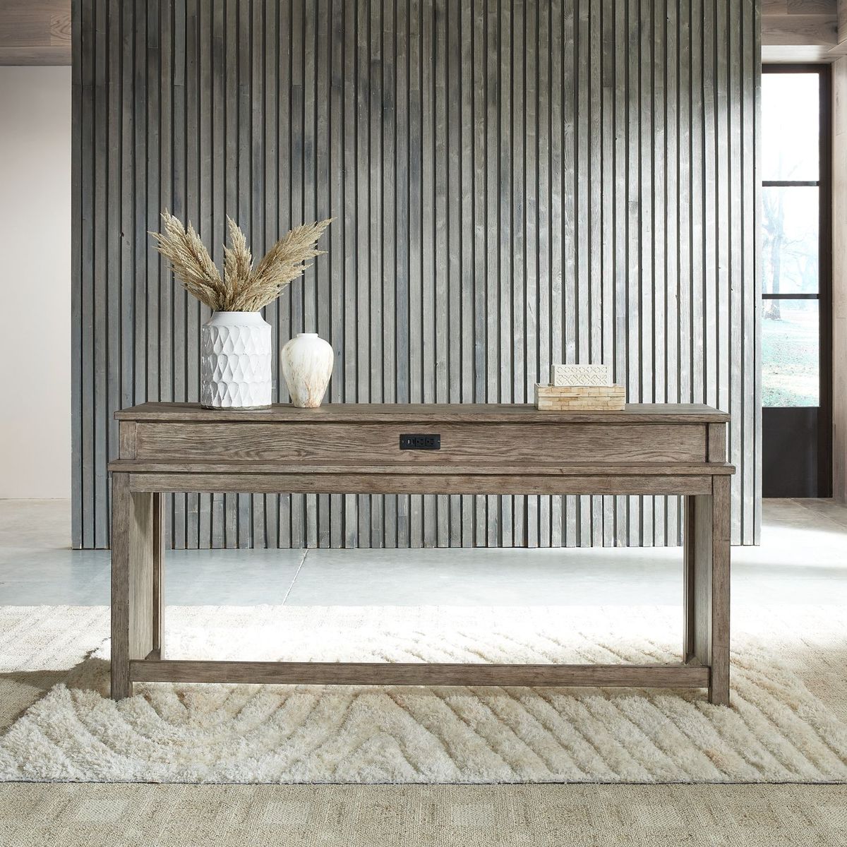 Liberty Furniture Skyview Lodge Console Bar Table in Cobblestone image