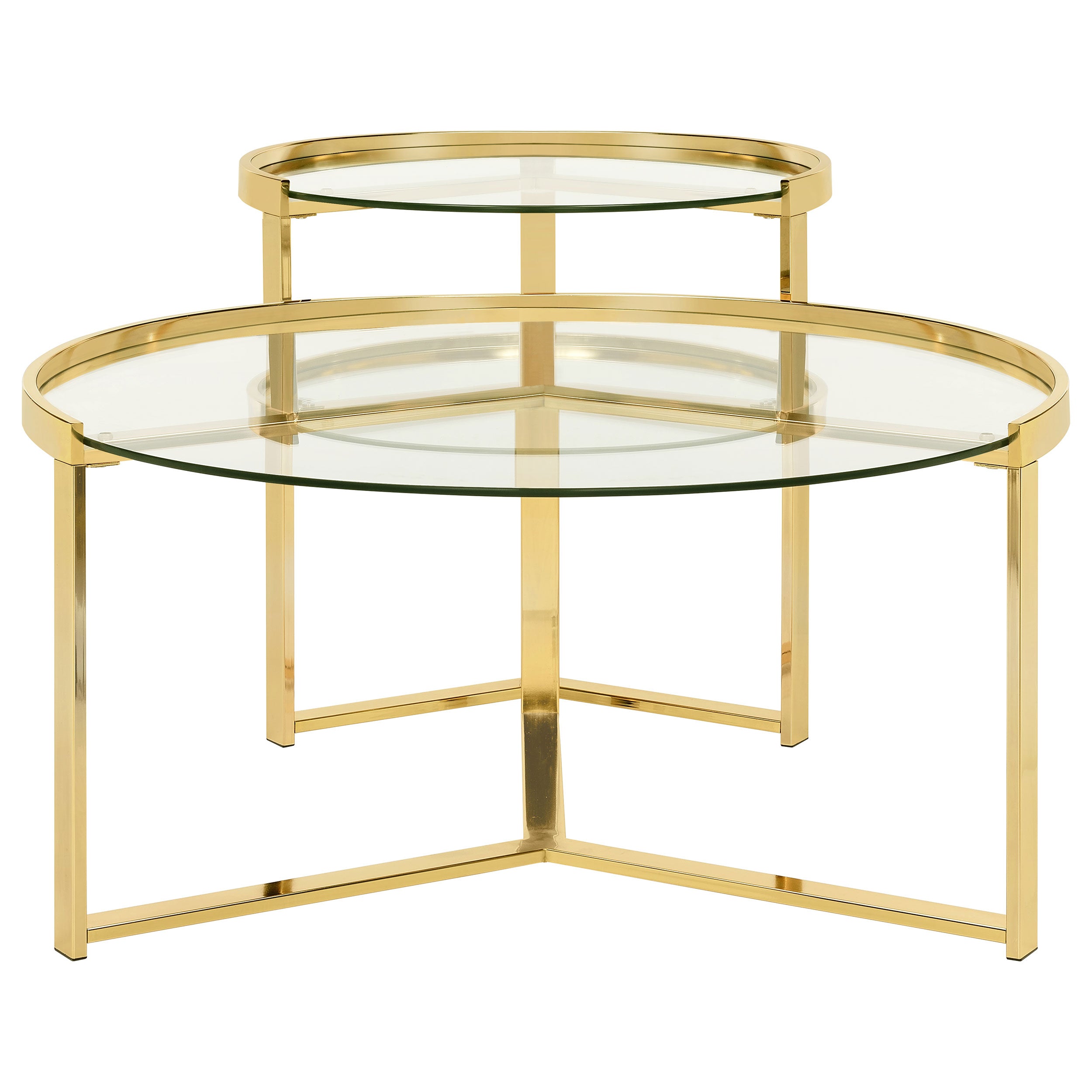 Delia 2-Piece Round Glass Top Nesting Coffee Table Clear and Chrome