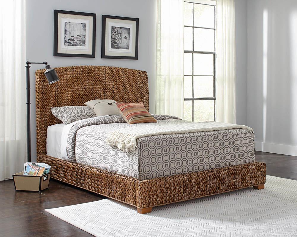 Laughton Hand-Woven Banana Leaf California King, E.King, & Queen Bed Amber