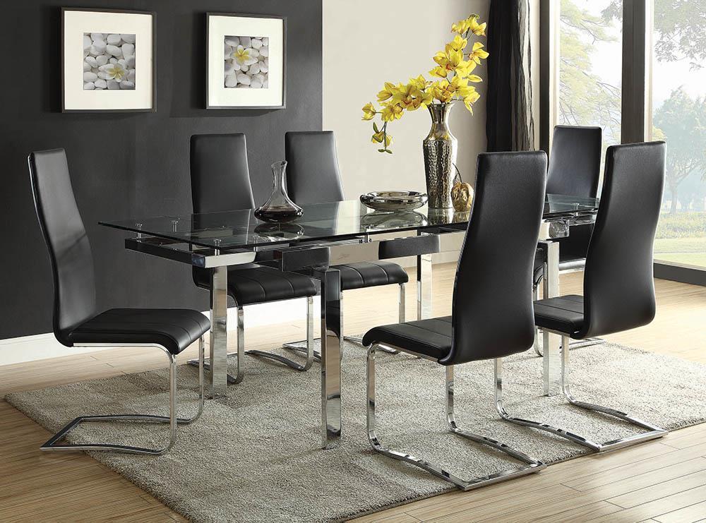 Montclair High Back Dining Chairs Black and Chrome (Set of 4)