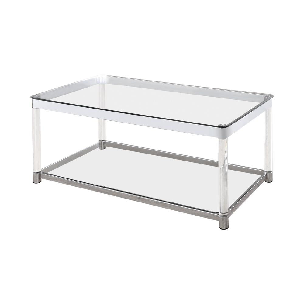 Anne Coffee Table with Lower Shelf Chrome and Clear