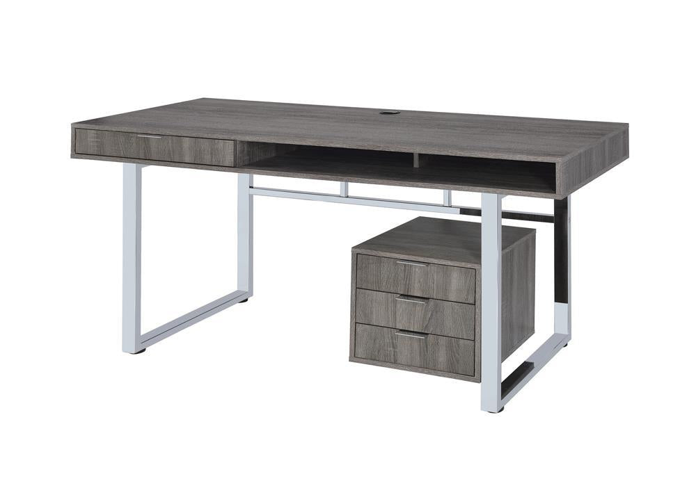 Whitman 4-drawer Writing Desk Weathered Grey