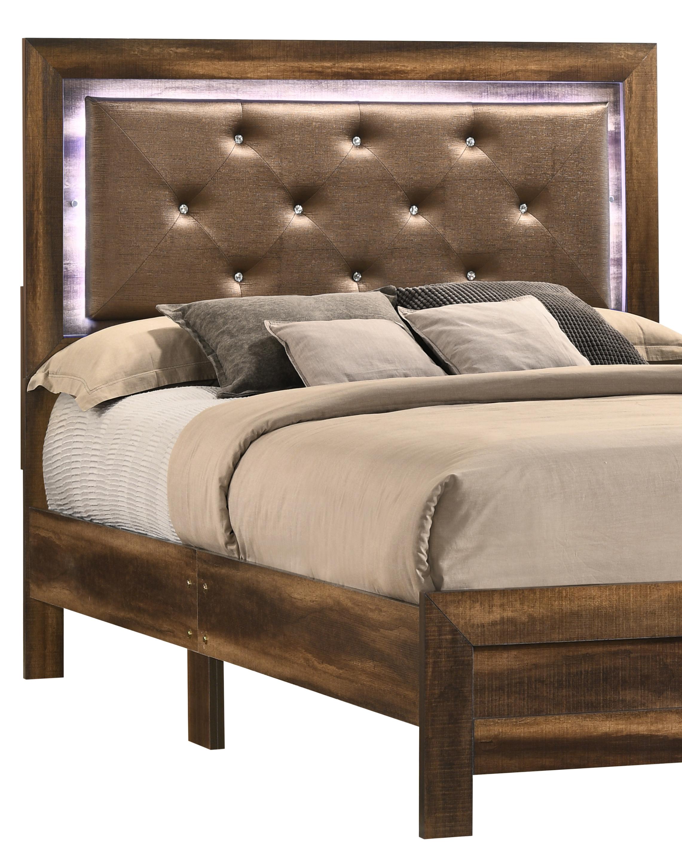 Yasmine Brown Modern Style King Bed in Espresso finish Wood