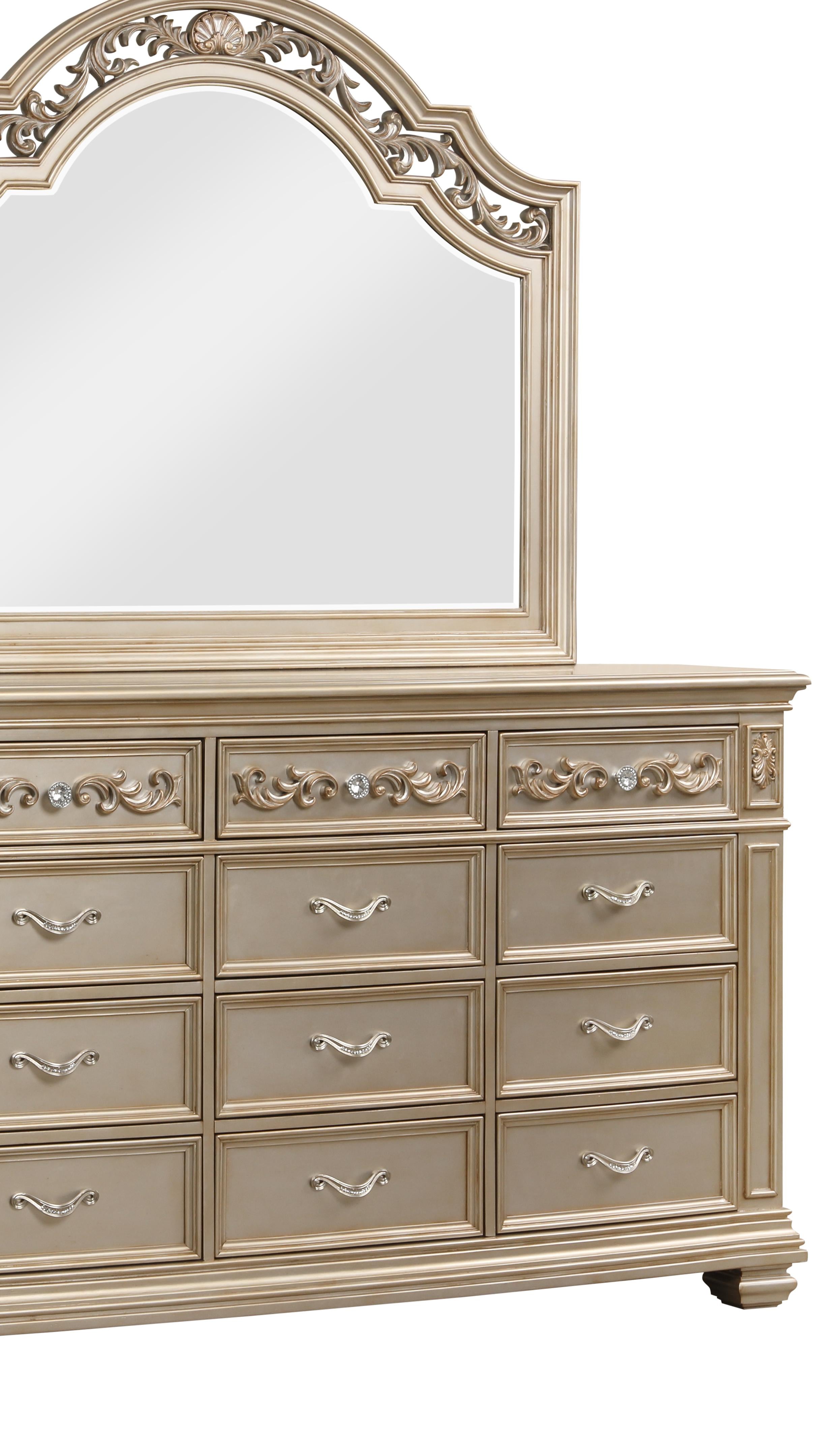 Valentina Traditional Style Dresser in Gold finish Wood