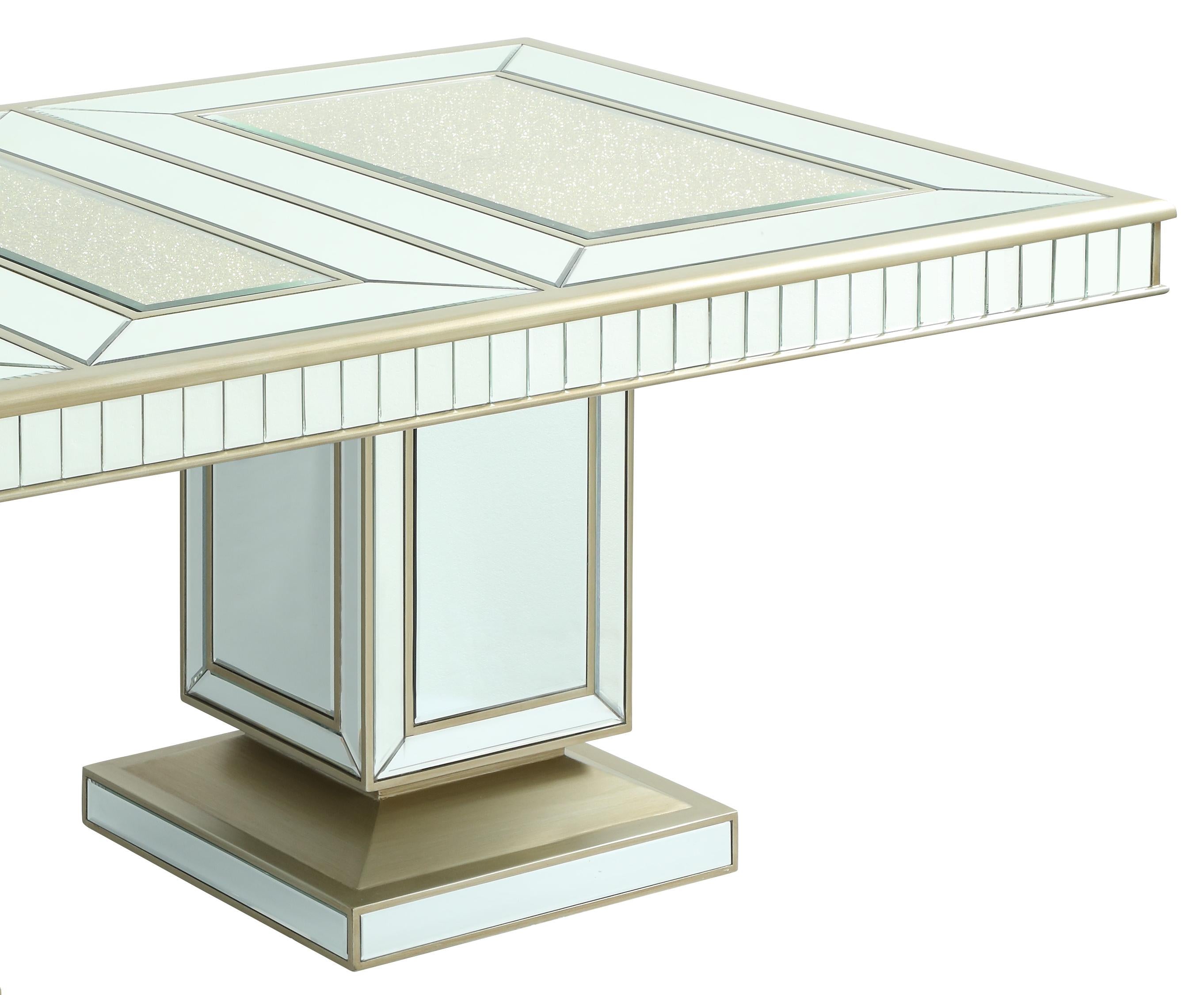 Harlow Modern Style Dining Table in Glass and Gold Finish