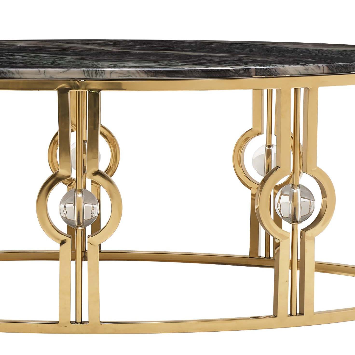 Anika Modern Style Marble Coffee Table with Metal Base